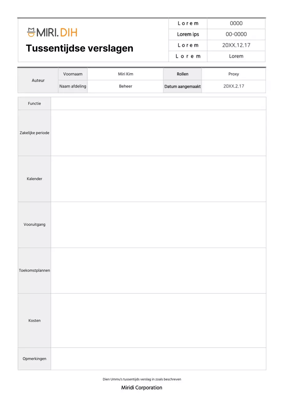 Eenvoudige opmaak van tussentijds rapport
