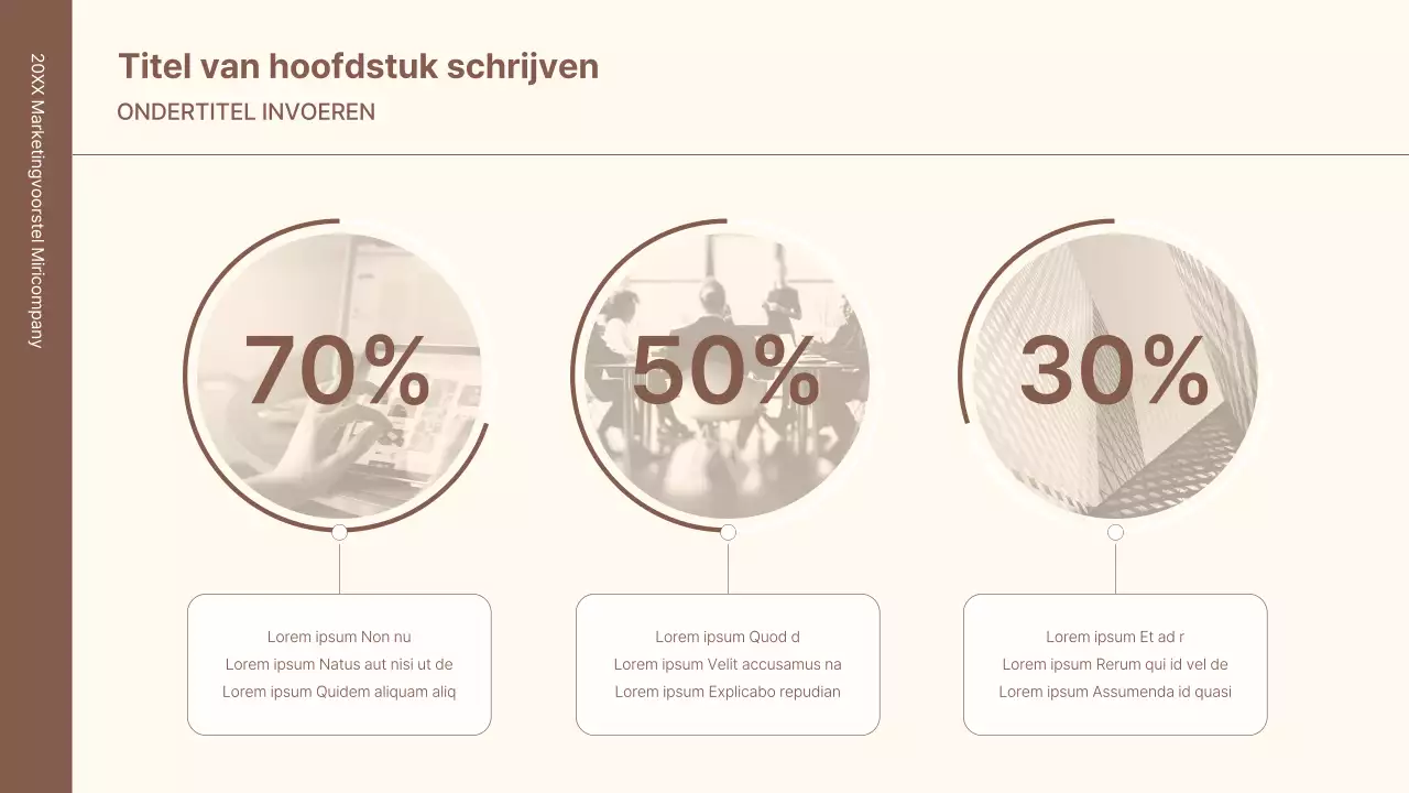 Een zakelijke conceptkit met minimalistische en eenvoudige lijnen in bruin.