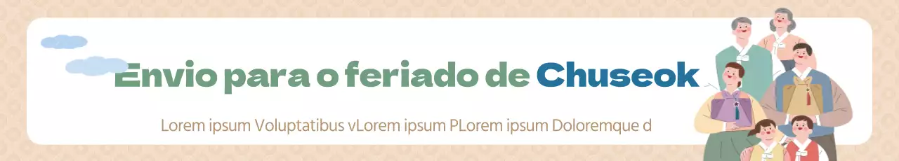 Aviso de entrega do feriado de Chuseok com um fundo bege com padrão quente