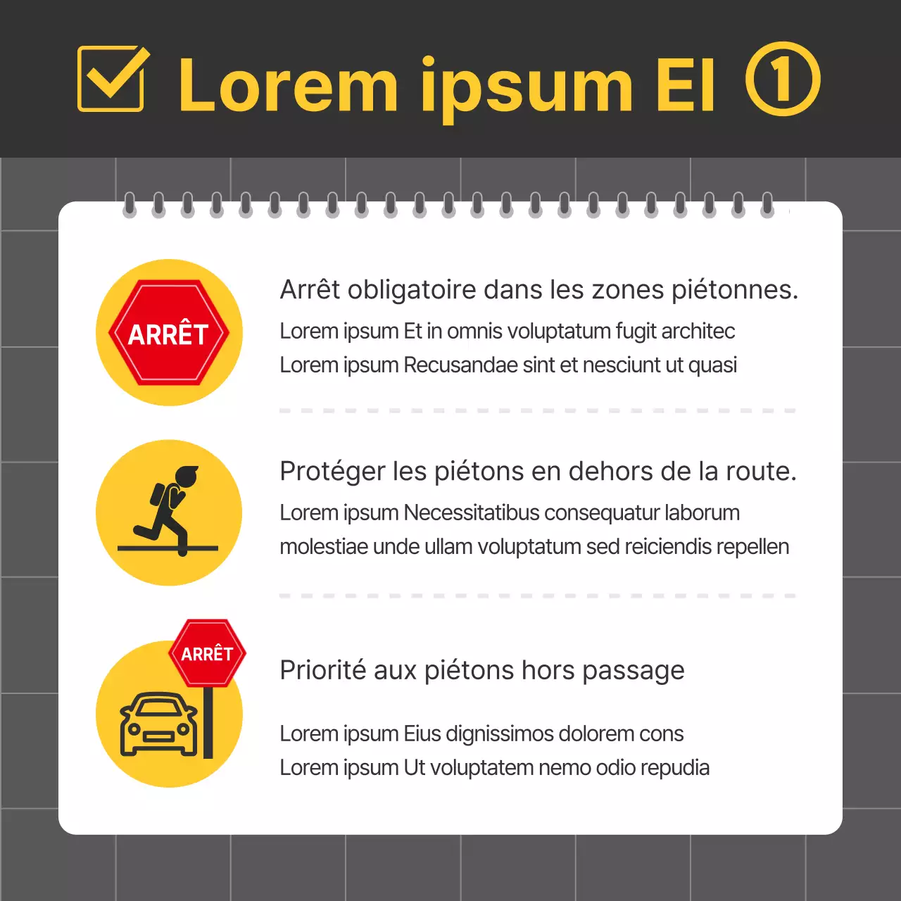 Des modifications importantes de la législation sur la circulation routière en noir et jaune