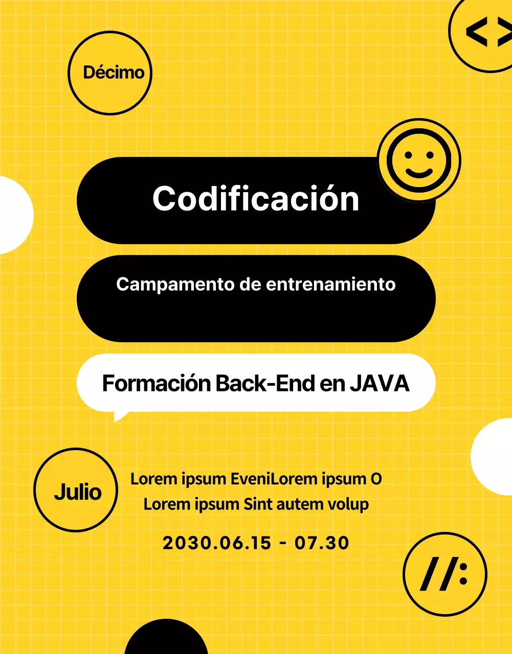 Bonita y divertida educación en codificación en negro y amarillo (más)