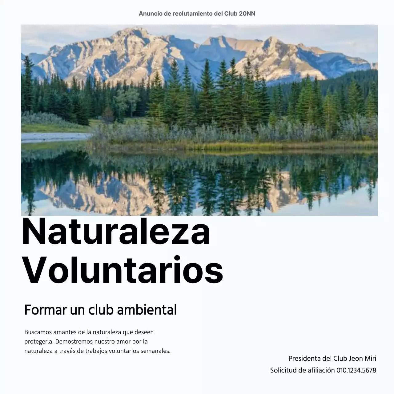 Recluta un club de voluntarios medioambientales con fotos de naturaleza limpia