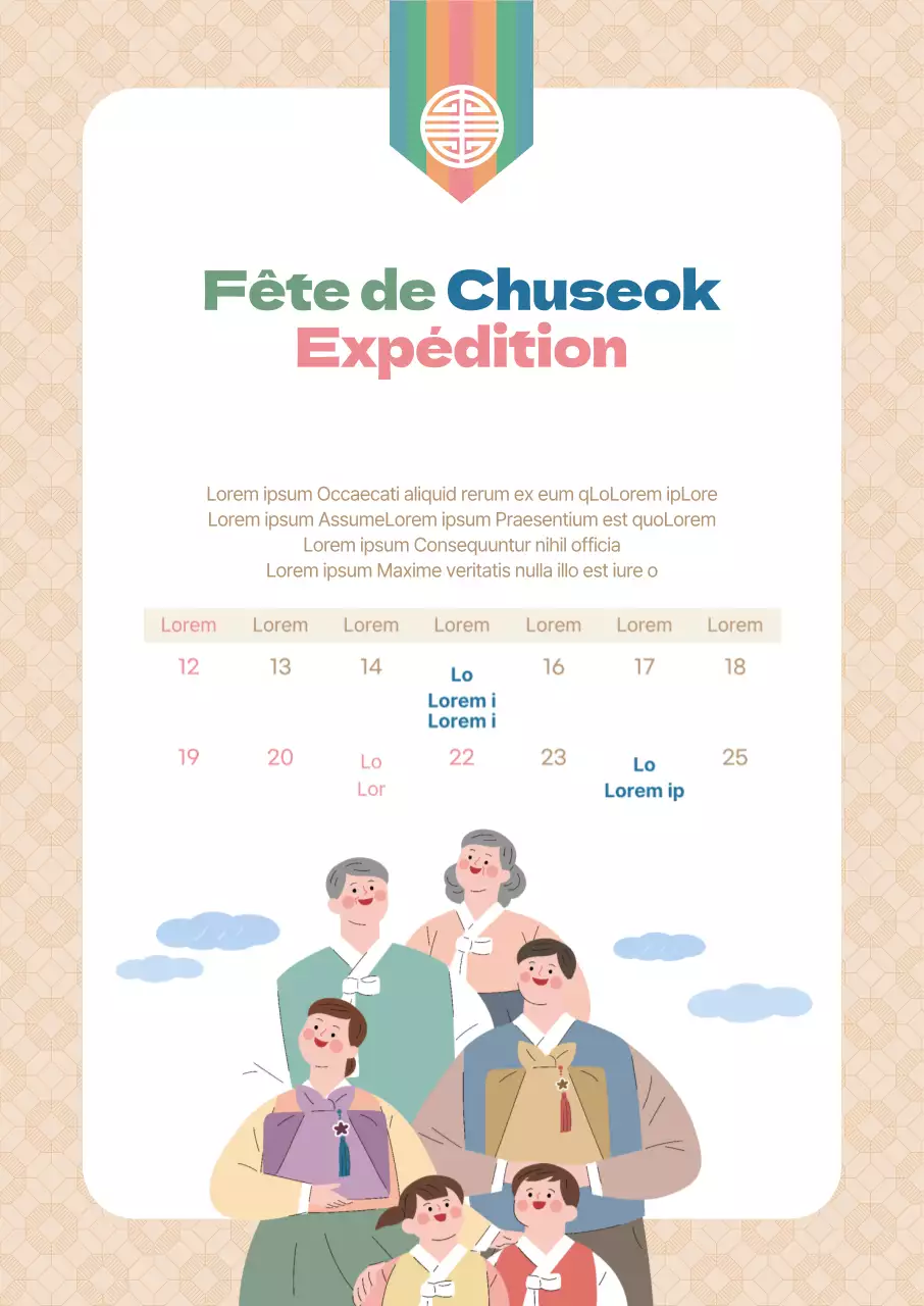 Avis de livraison pour les fêtes de Chuseok sur fond beige chaud