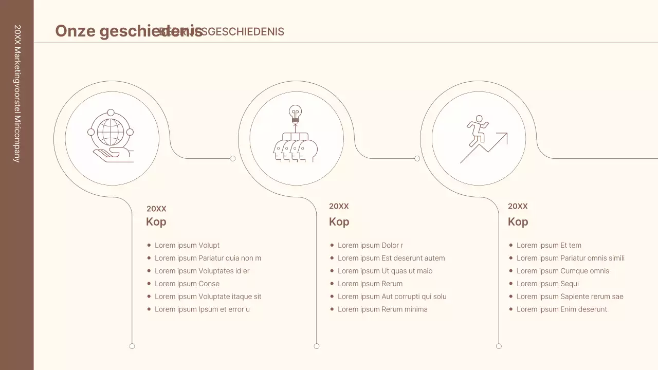 Een zakelijke conceptkit met minimalistische en eenvoudige lijnen in bruin.