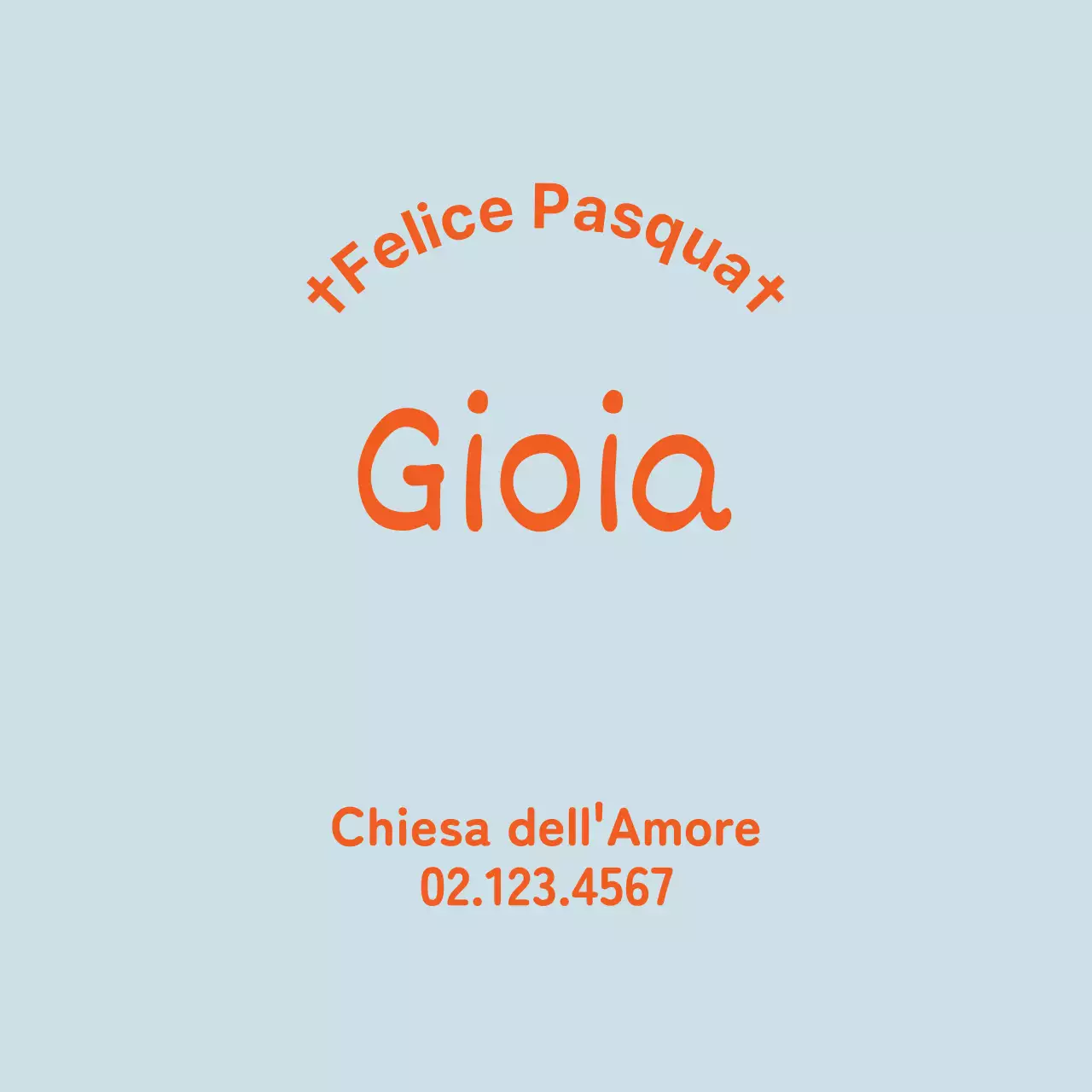 Etichetta pasquale della chiesa con scritte blu e arancioni