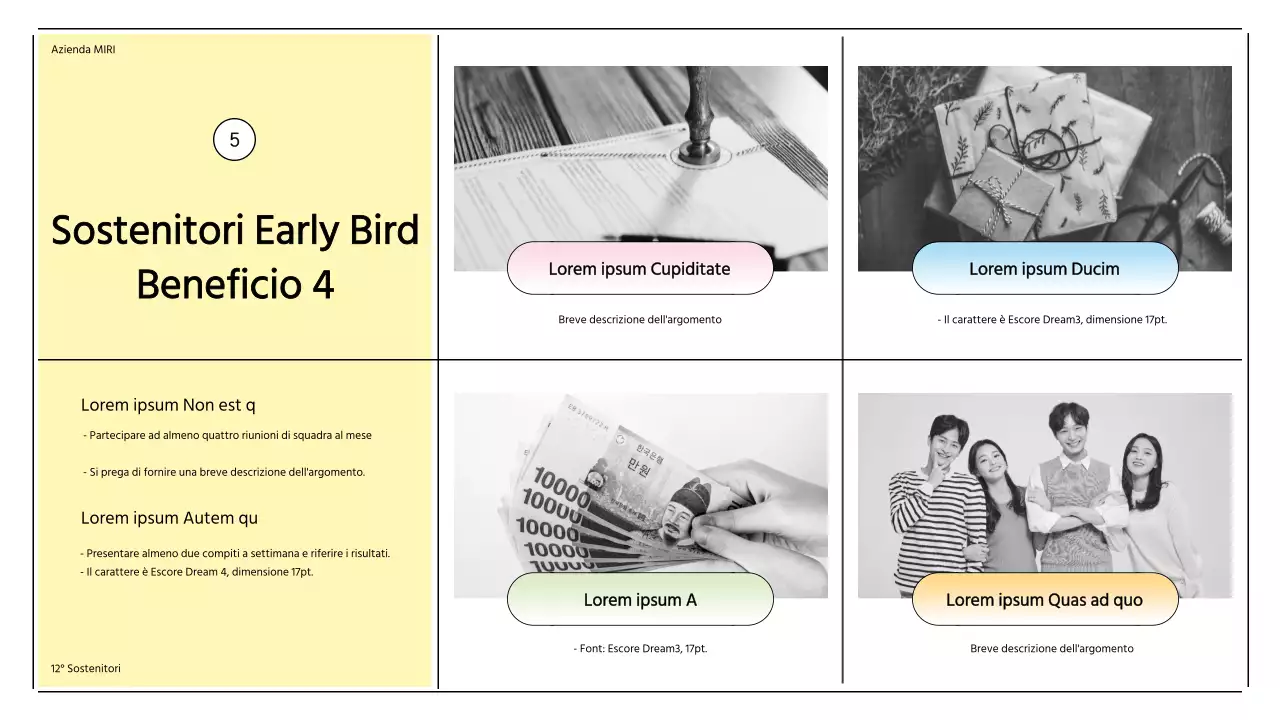 Cerimonia di lancio dei sostenitori con forme pastello a cornice solare
