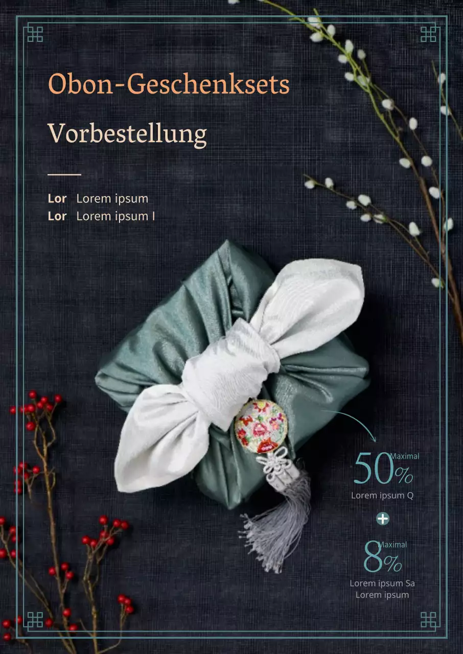 Vorbestellungsflyer für das Obon-Geschenkset mit atemberaubenden Urlaubsfotos