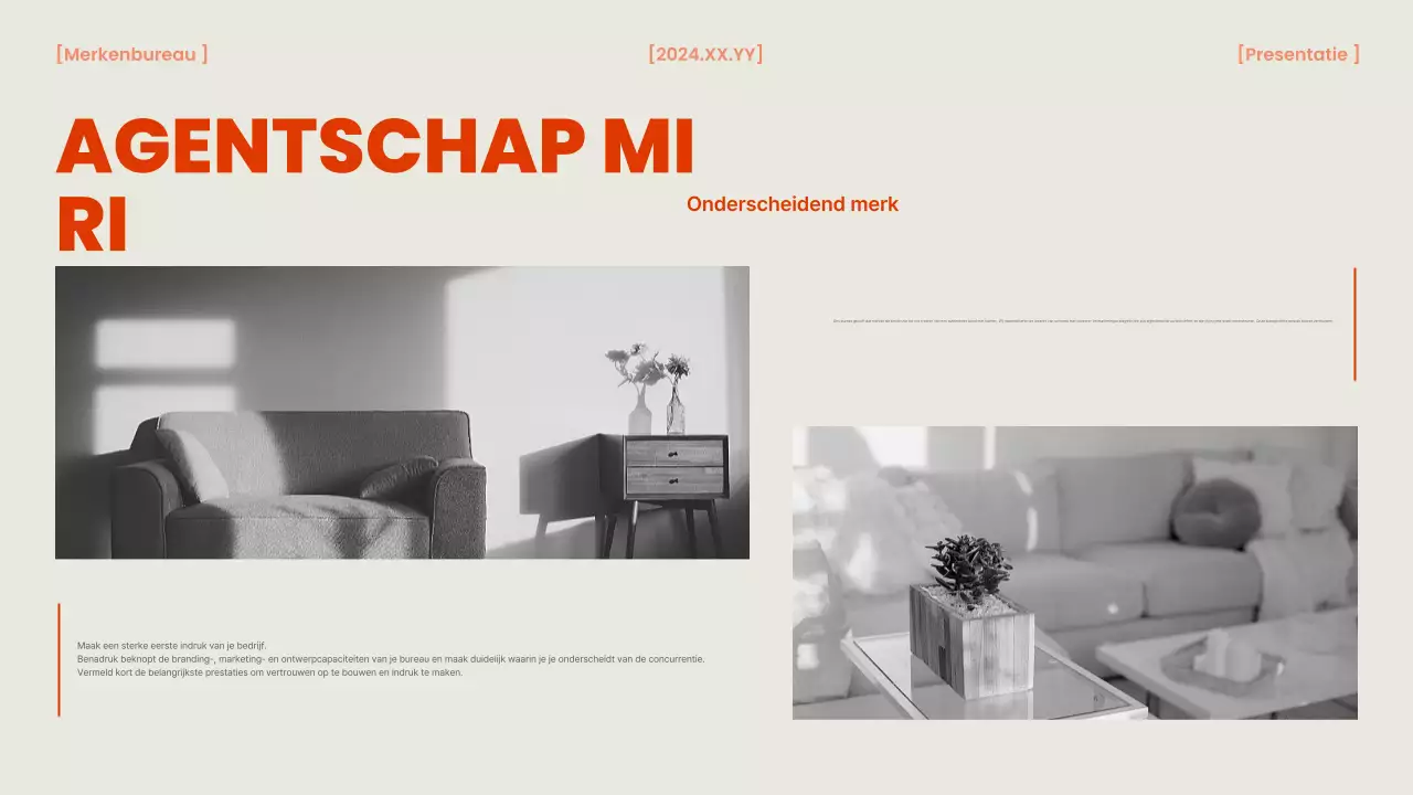 Een oranje en chique brand agency briefing