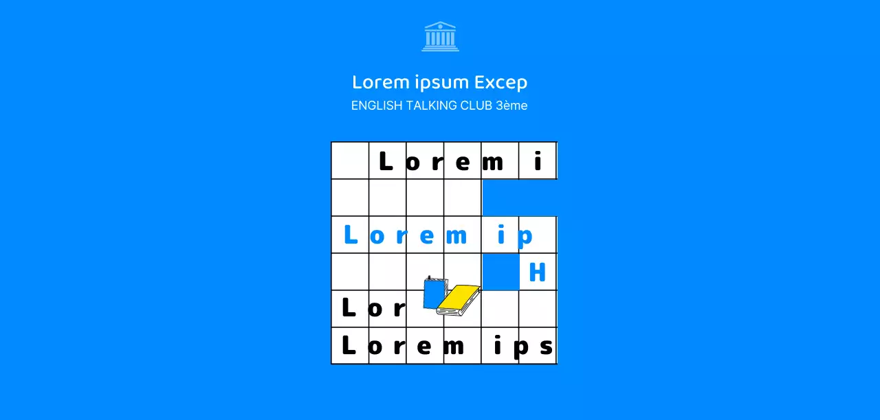 Faites la promotion de votre club d'anglais avec un fond bleu et une illustration au trait