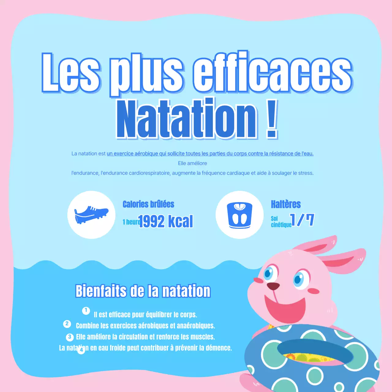 Natation des enfants en rose et bleu clair CardNews
