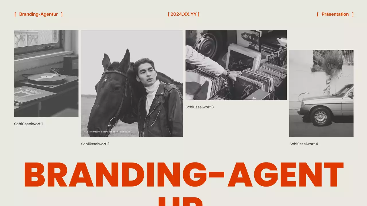 Eine orangefarbene und schicke Markenagentur