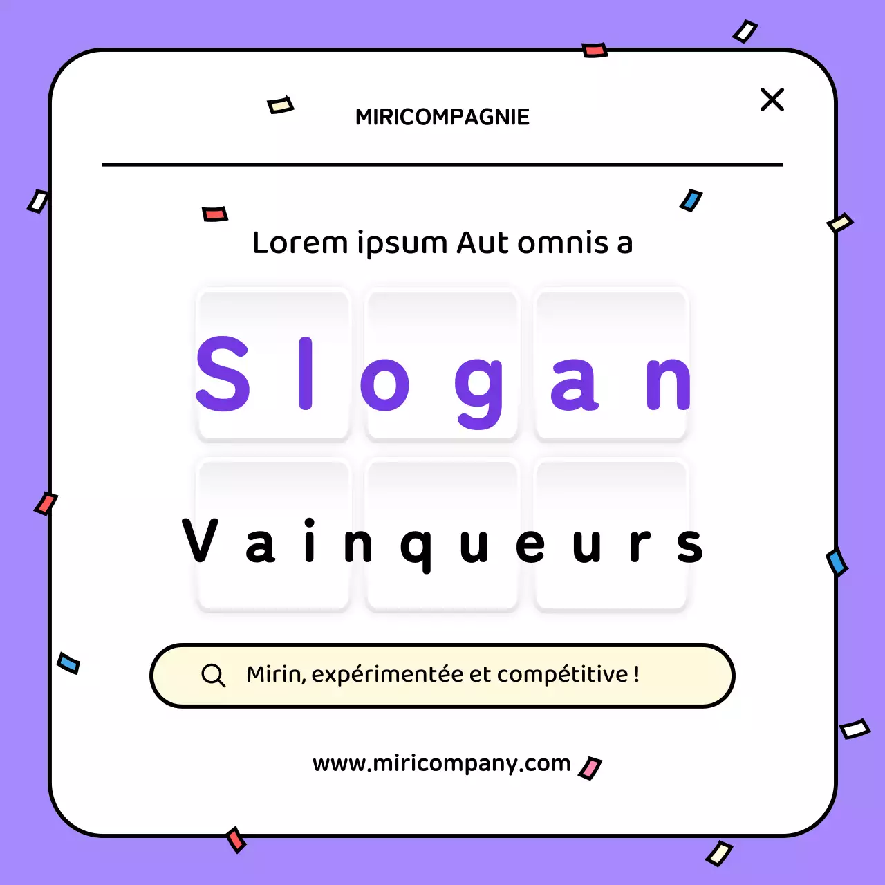 Le slogan violet et jaune vainqueur de notre concours interne