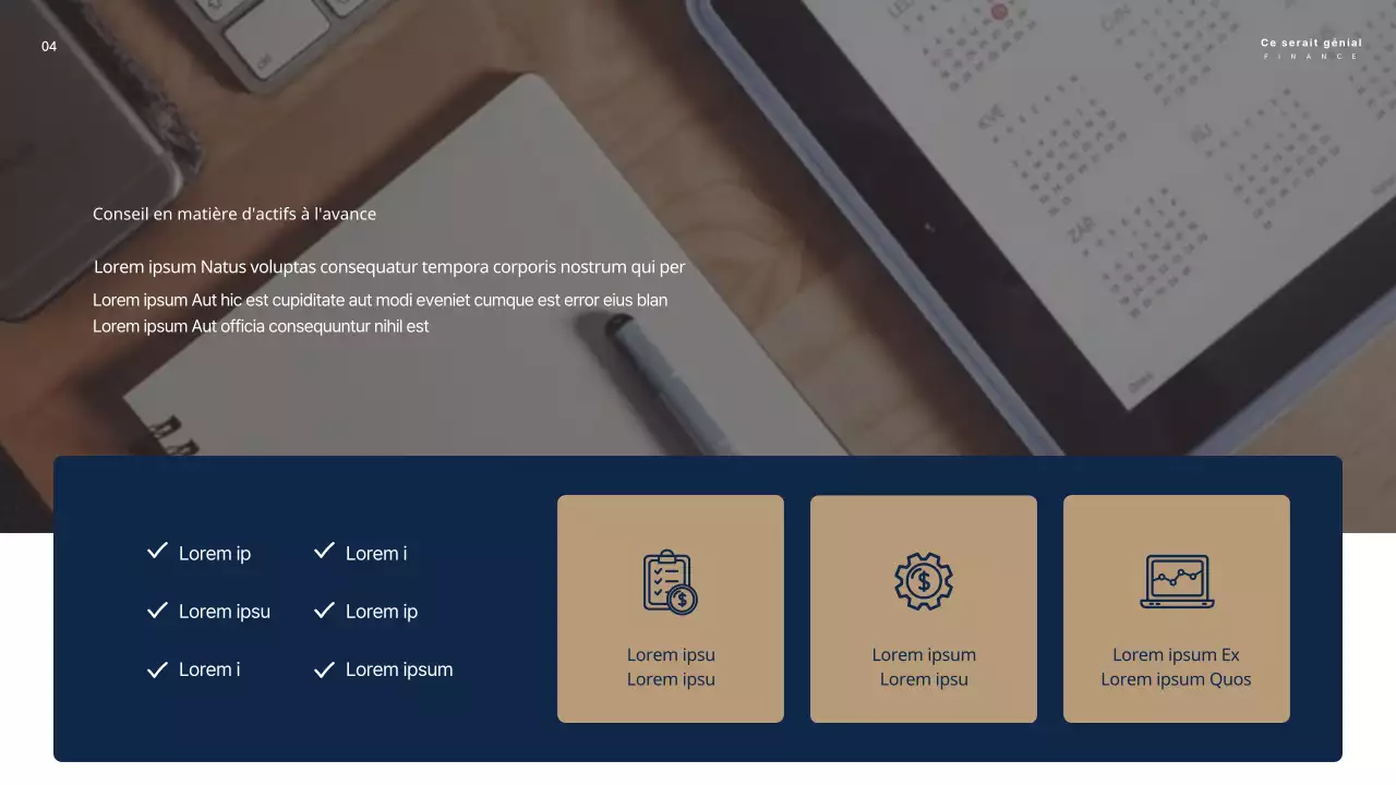 Un guide pour le conseil en planification financière personnelle en marine et beige