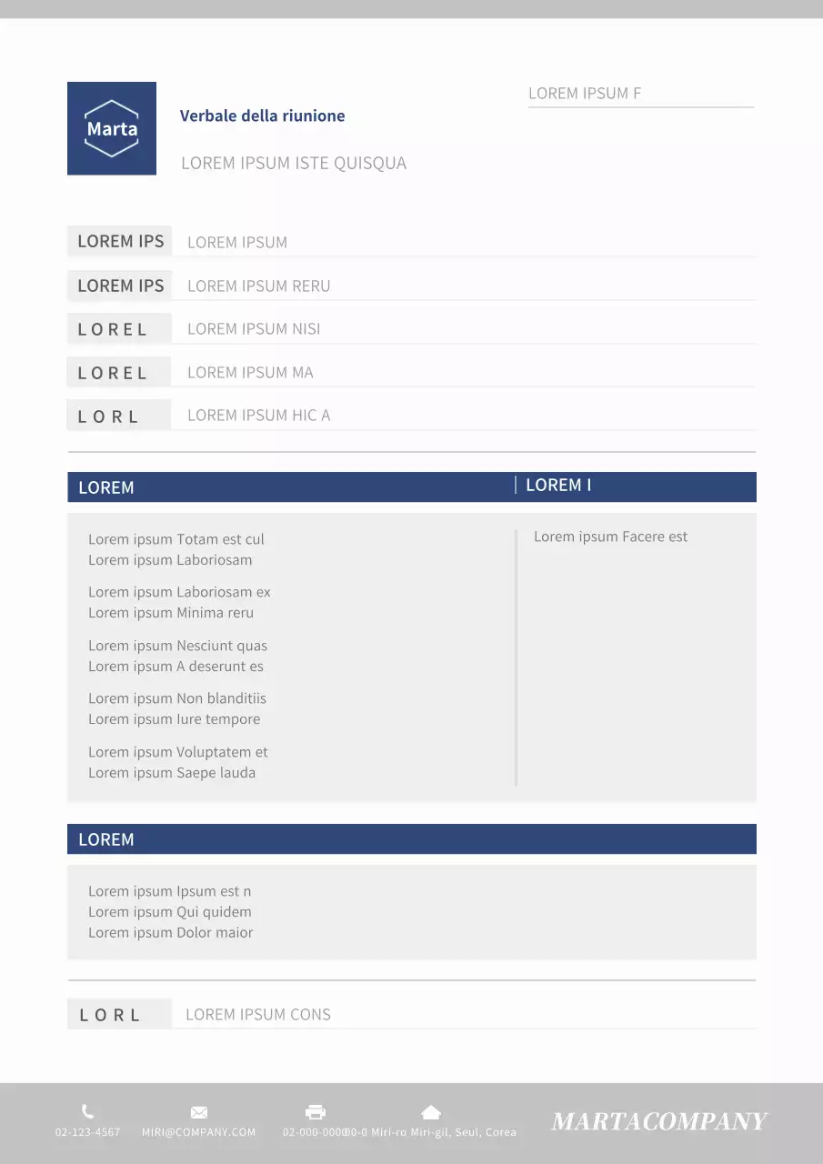 Modello di verbale di riunione aziendale semplice
