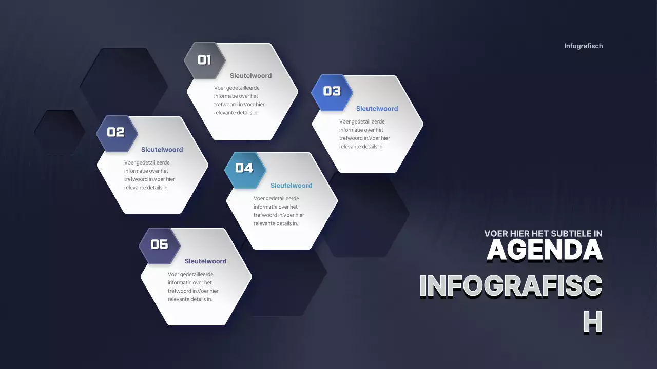 Witte en marineblauwe zeshoekige effen agenda