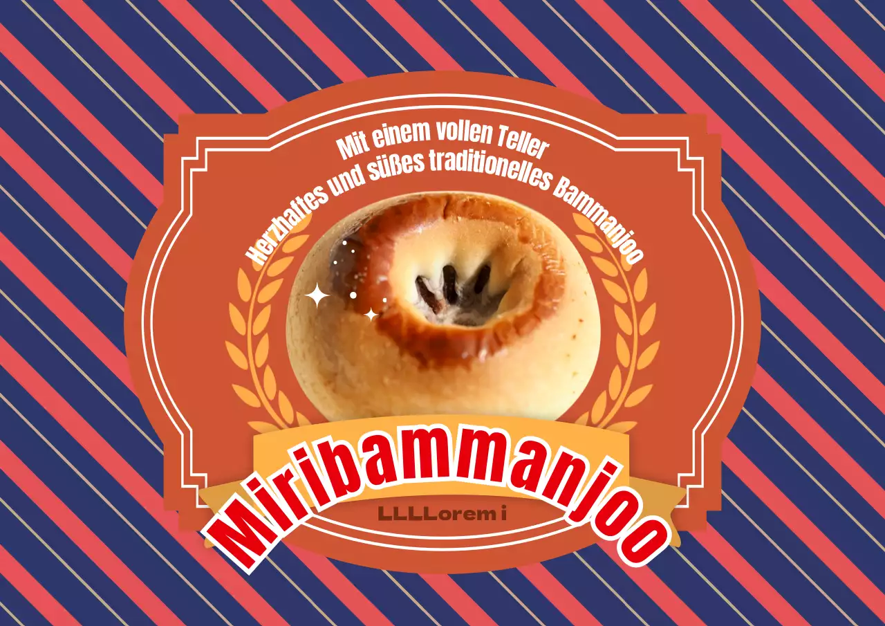 Ein retro-inspiriertes Plakat für die Einführung von Bam Manju mit einem Kammmuster.