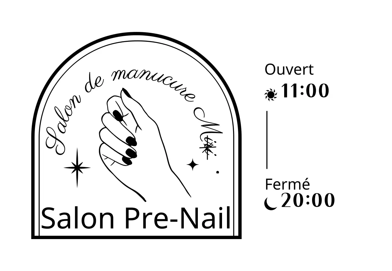 Illustration d'un salon de manucure avec badge à la main