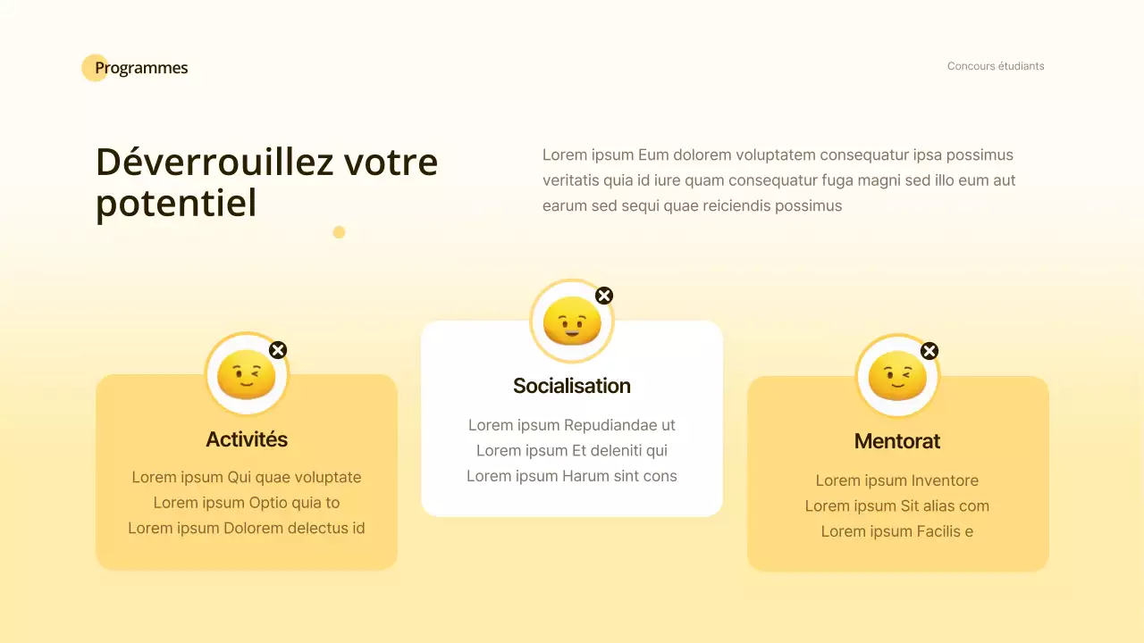 Orientation du club Yellow and White Smile Concept