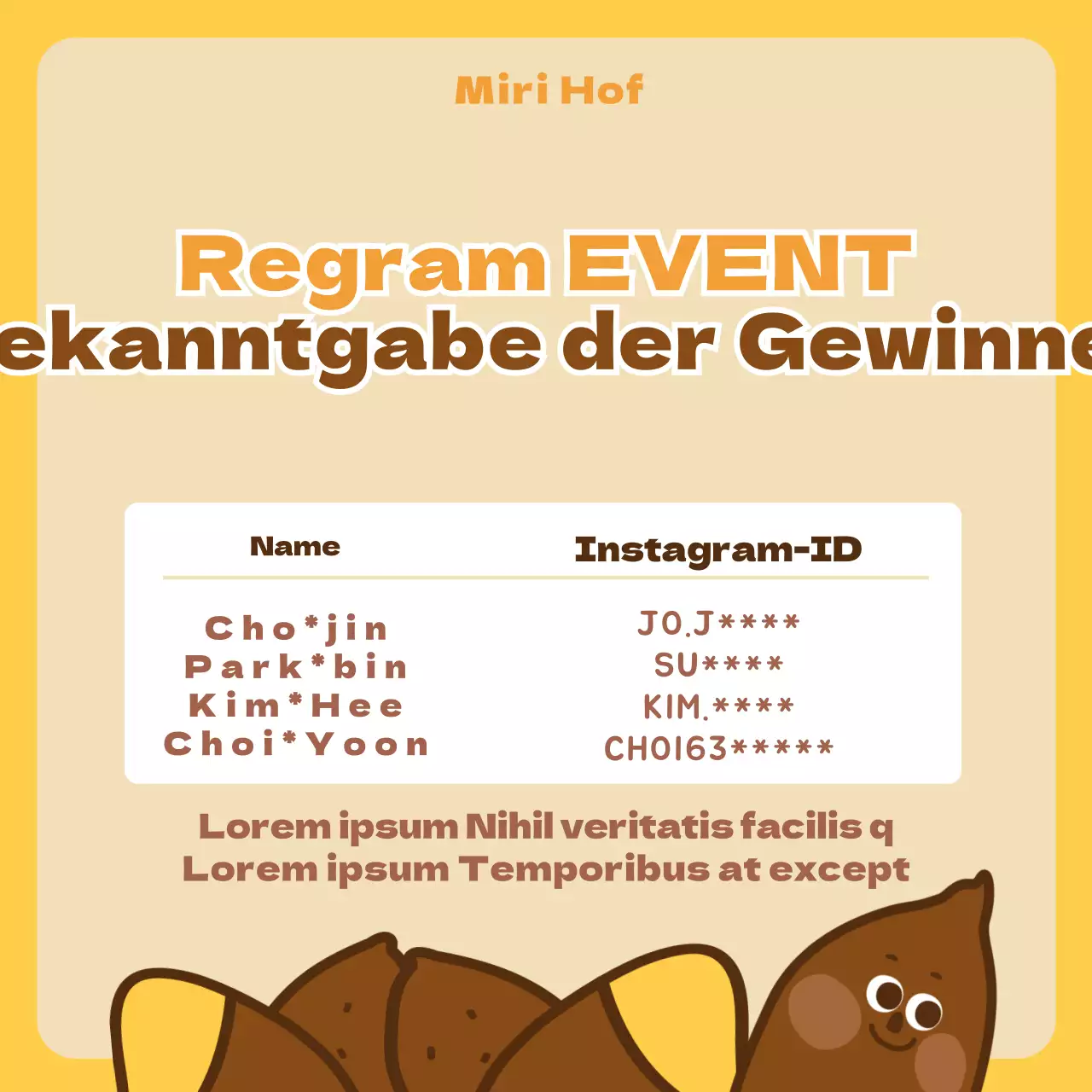 gelb niedlich Süßkartoffel Illustration Herbst regram Veranstaltung Instagram soziale Medien