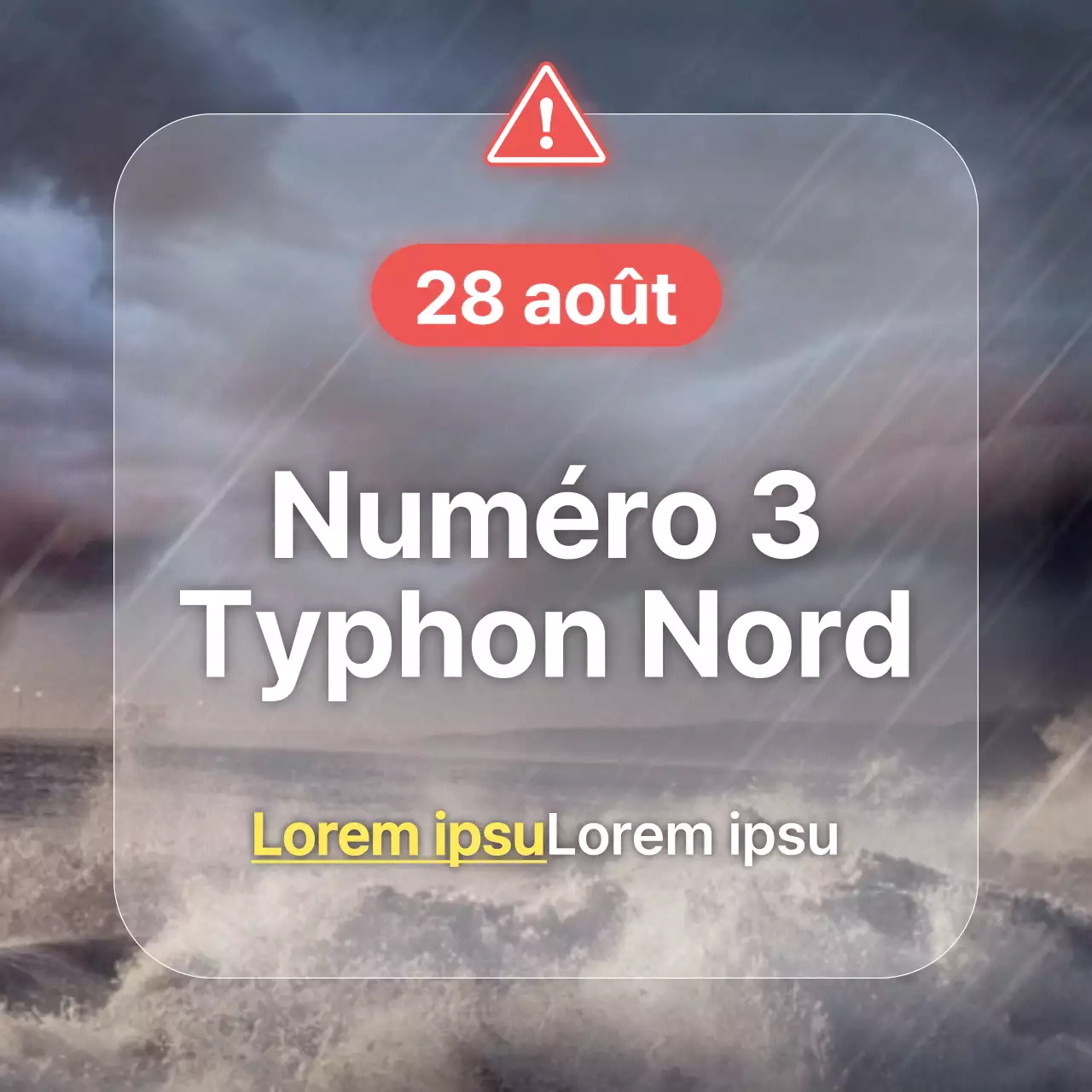Annonce de typhon simple et audacieuse