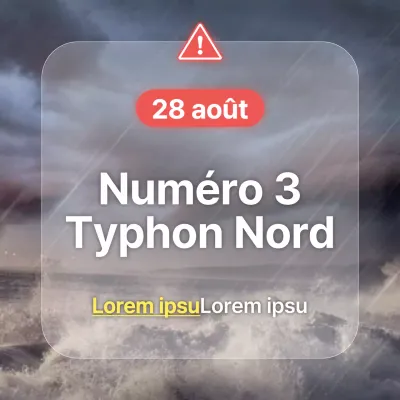 Annonce de typhon simple et audacieuse