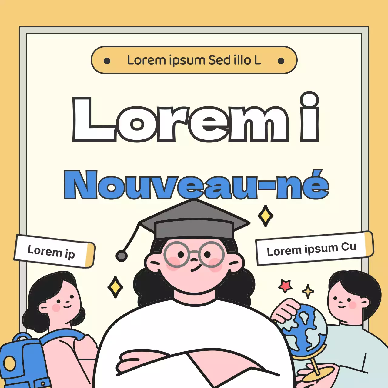 Conférence sur les sciences humaines avec illustration d'un tableau noir jaune et bleu pour les étudiants
