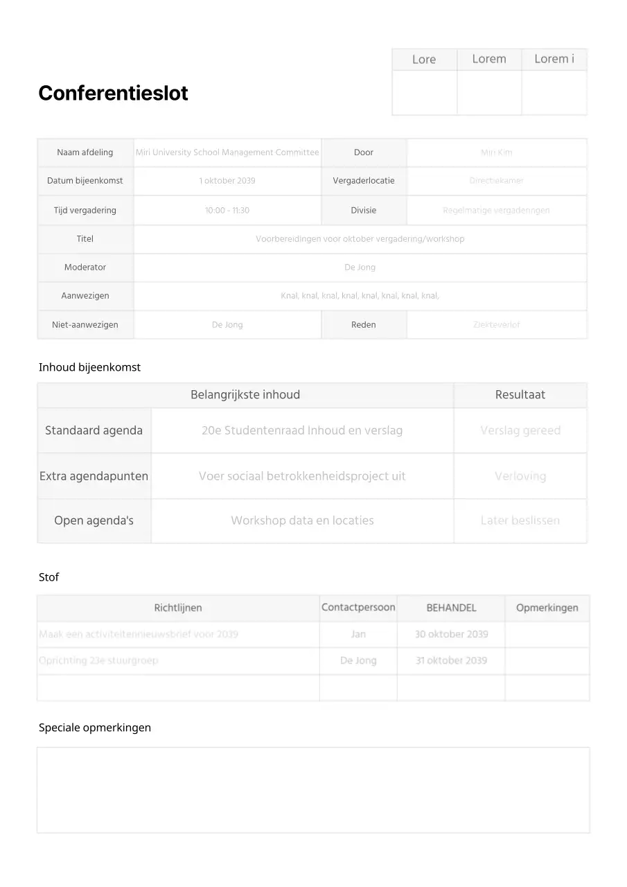 grijze tinten schone notulen vergadering verslag school vereniging club zakelijk document sjabloon