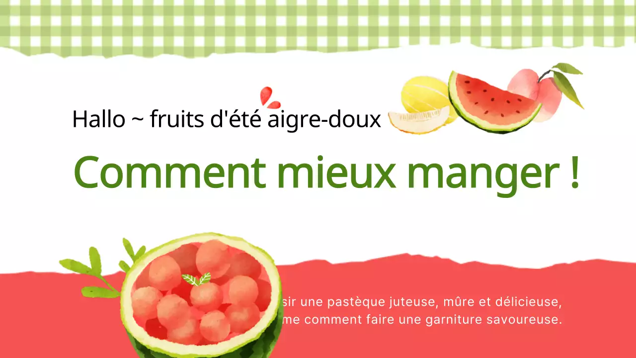Illustration verte multicolore mignonne fruits de saison d'été Comment mieux manger YouTube thumbnail
