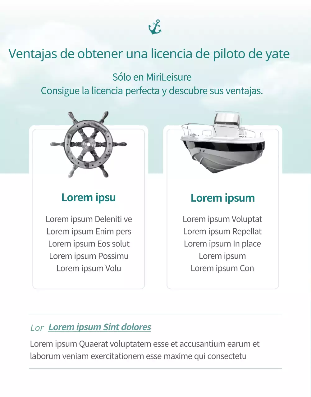 Guía de reserva de una licencia de navegación sencilla en azul claro y verde