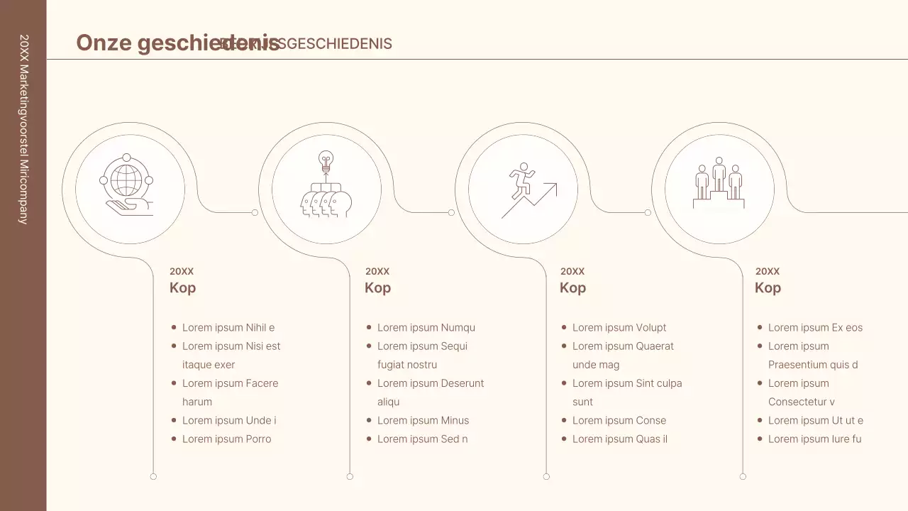 Een zakelijke conceptkit met minimalistische en eenvoudige lijnen in bruin.