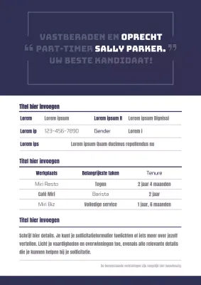 Marineblauw en wit typo concept deeltijdbaan