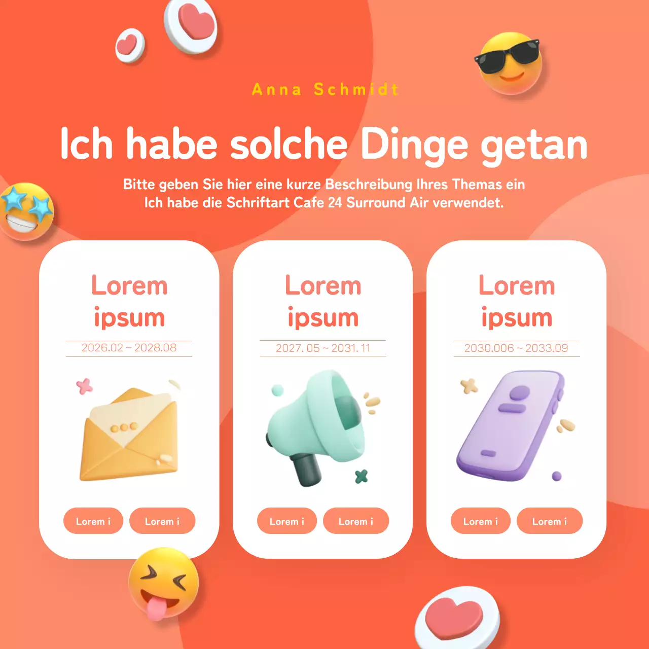 Orange- und korallenfarbenes 3D-SymbolInstagram-Bio-Inhalt