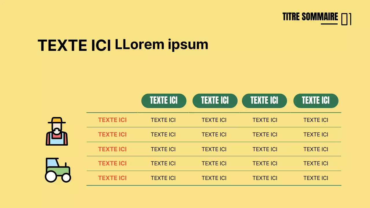 Table conceptuelle mignonne en jaune et vert