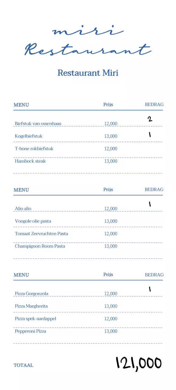 Een ontvangstbewijs voor een restaurantlogo met een emotionele en eenvoudige stijl