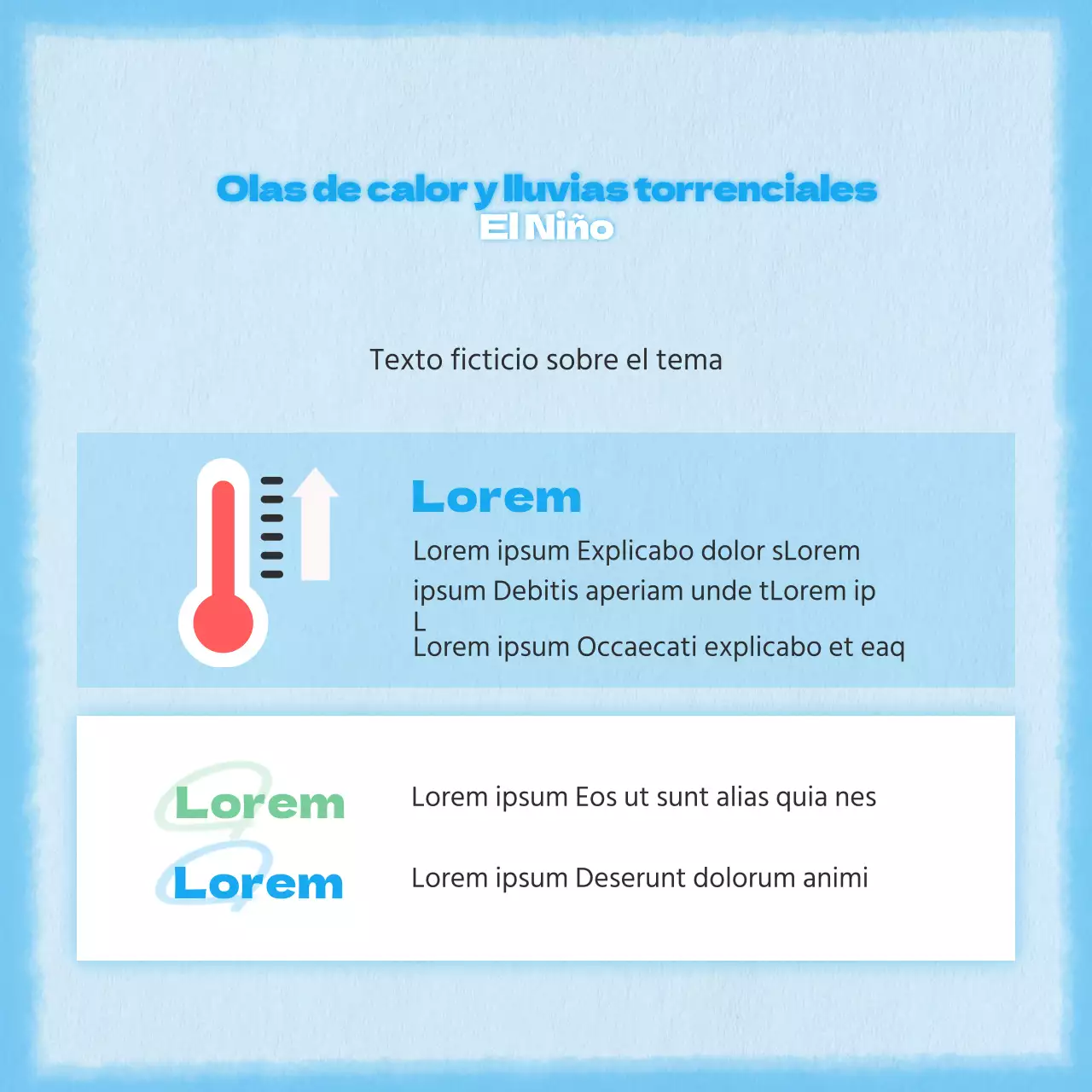 Un concepto sencillo y bonito en azul para el puesto de información sobre el clima