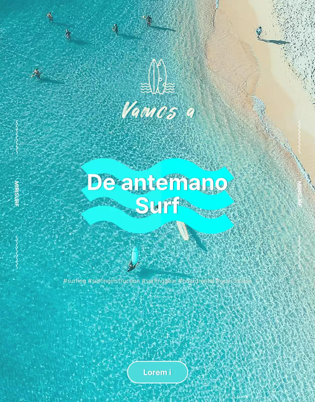 Página de detalles de surf refrescante y de color menta
