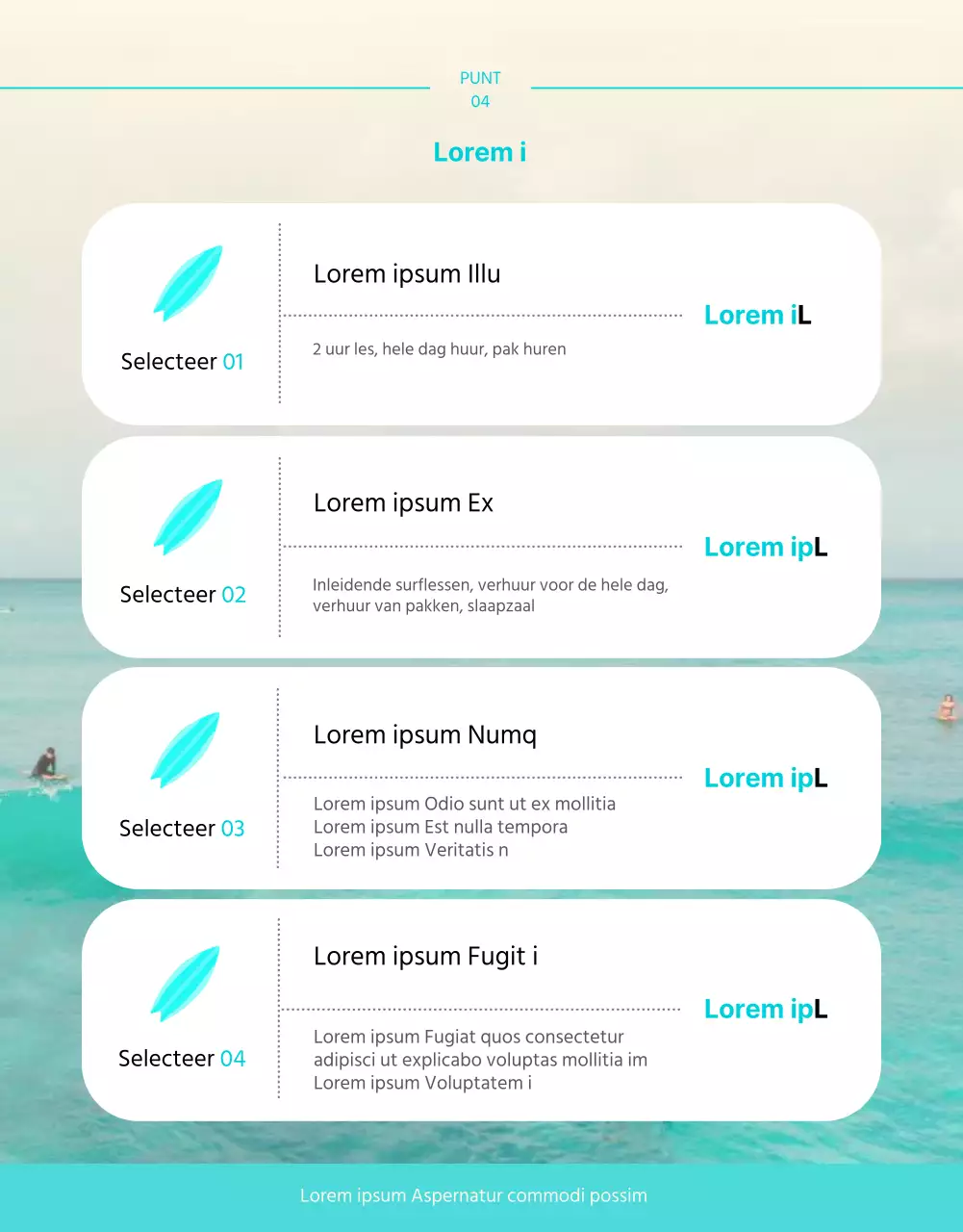 Mintkleurige, verfrissende surfpagina