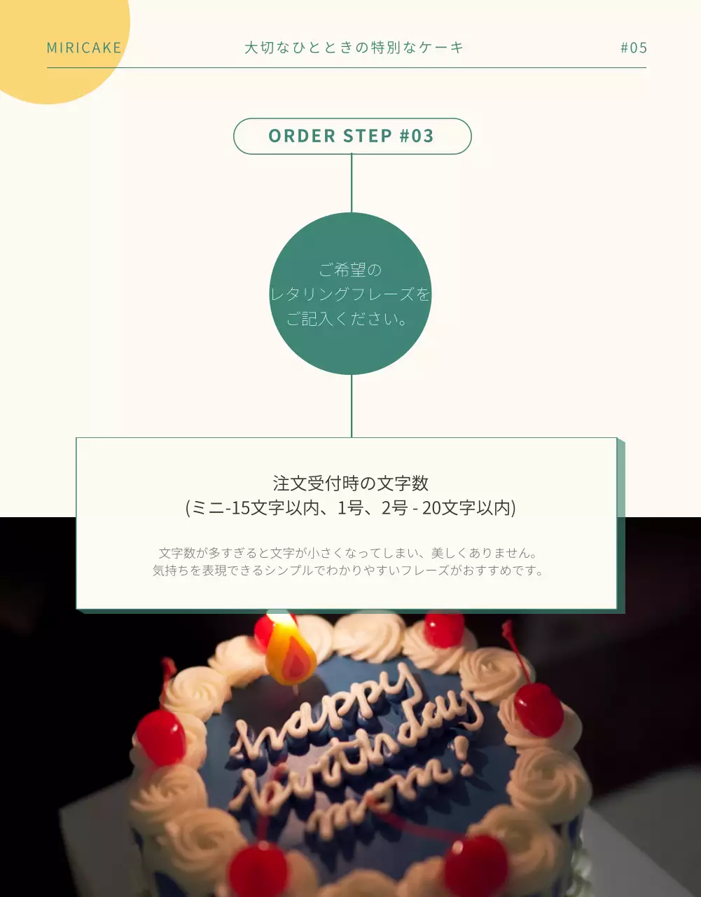 ピンク シンプル ケーキ メニュー 詳細ページ