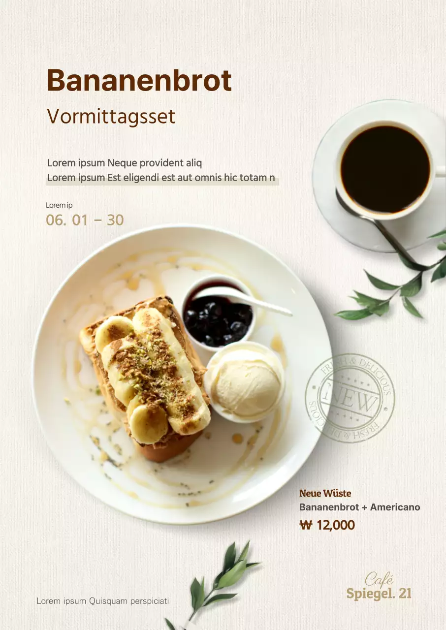 Bananenbrot Kaffeeset Poster in Elfenbein