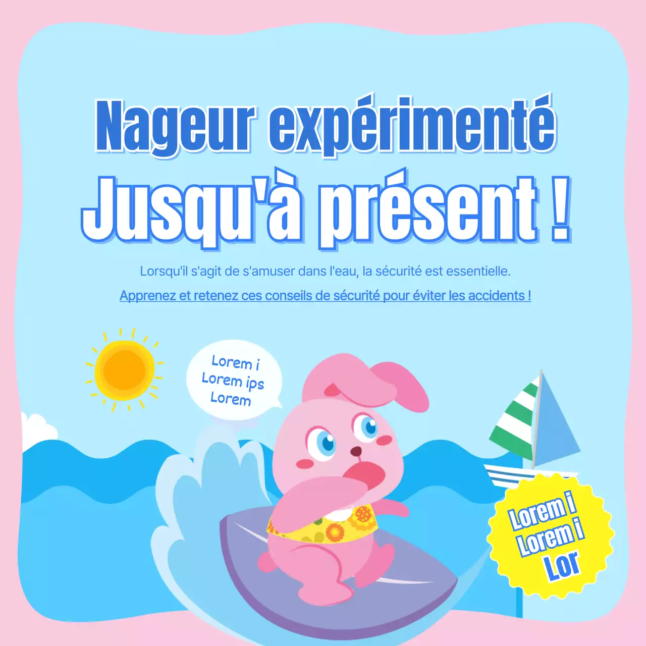 Natation des enfants en rose et bleu clair CardNews