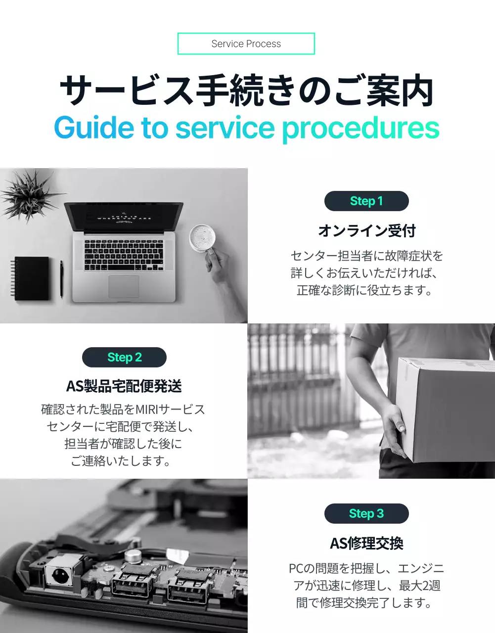 黒 モダン ITサービス パンフレット 詳細ページ