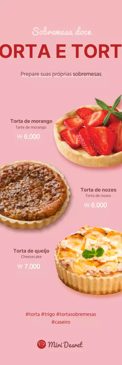 Cartaz de café de sobremesa em cor-de-rosa