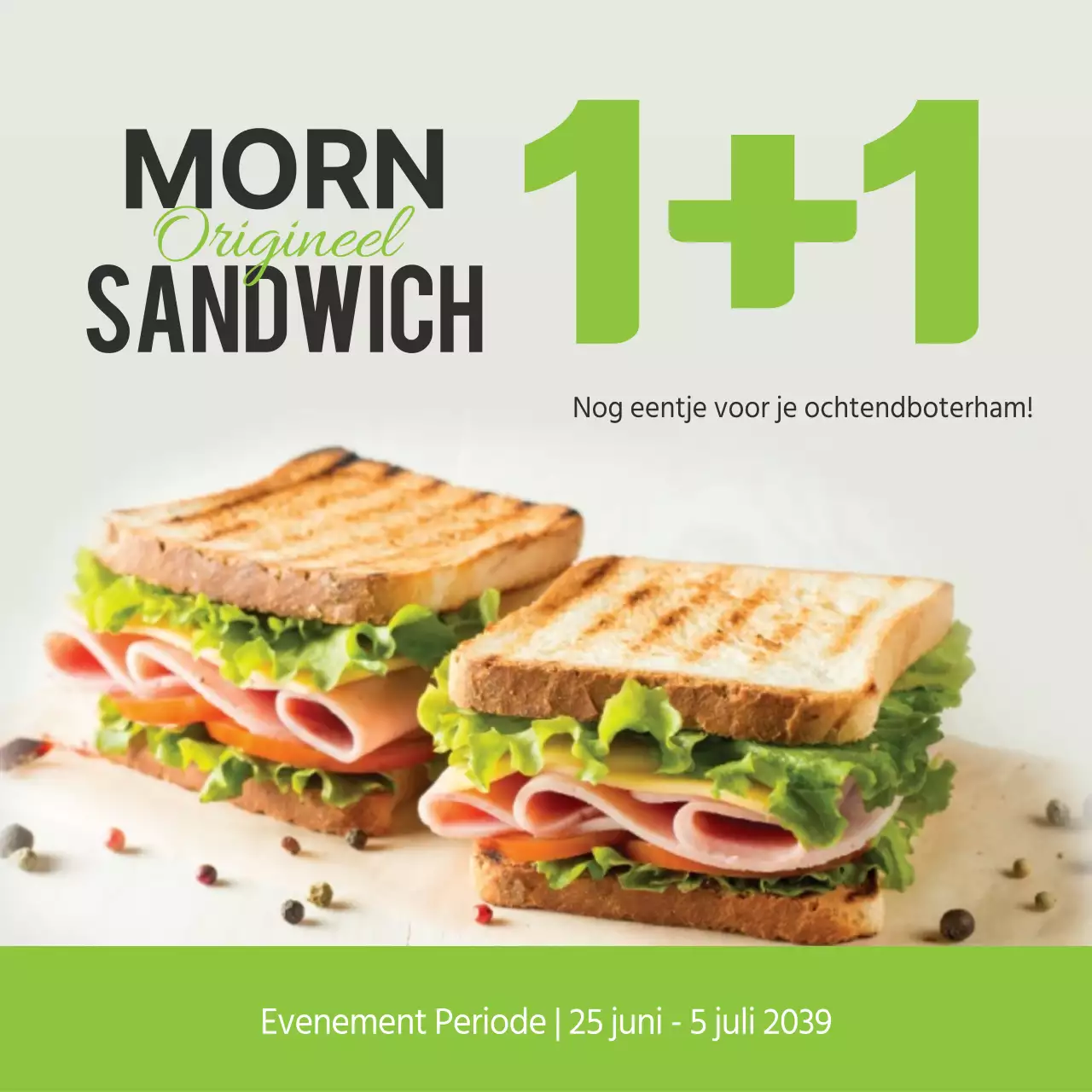 Promoot een aanbieding voor één gratis broodje met ontbijt