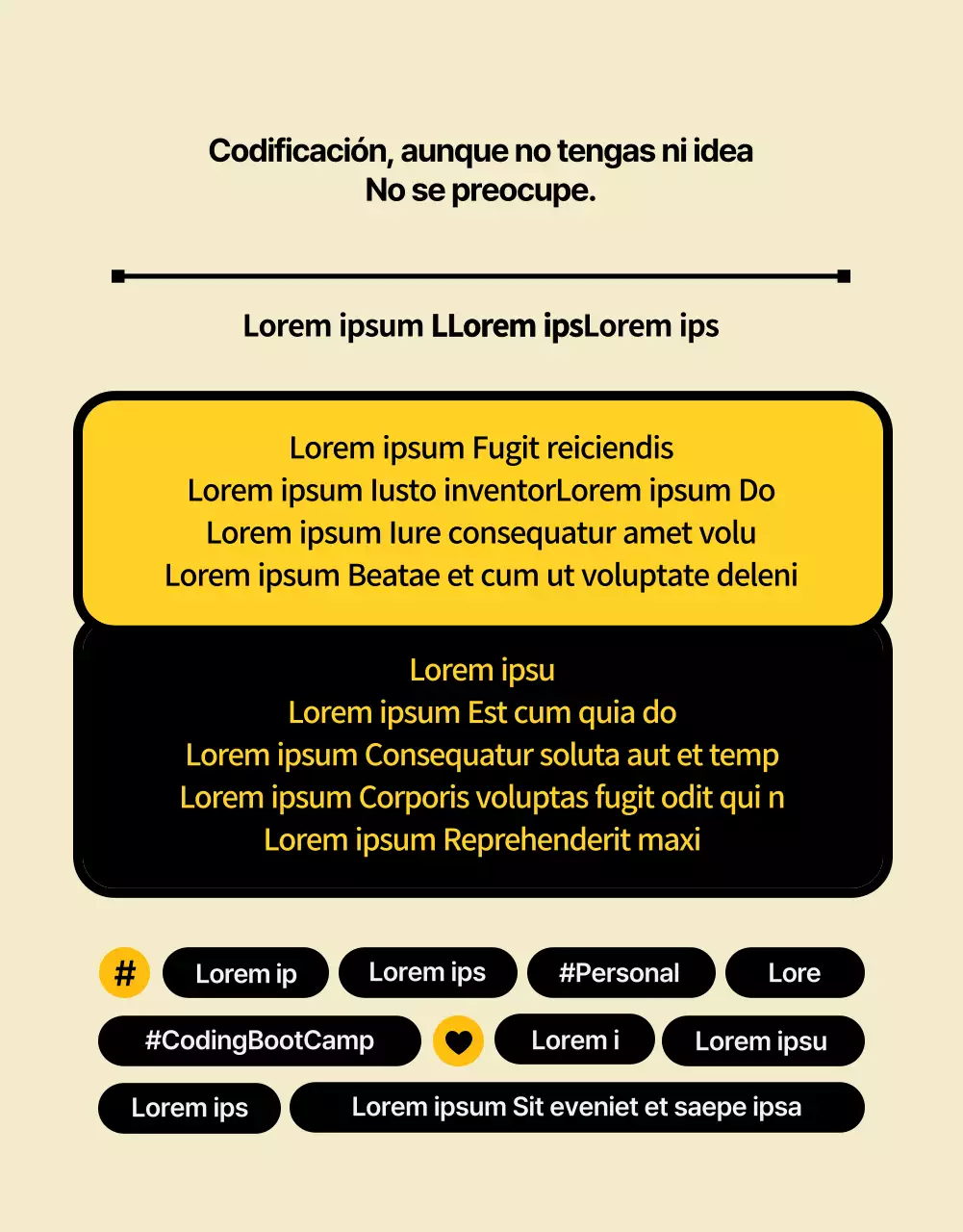 Bonita y divertida educación en codificación en negro y amarillo (más)