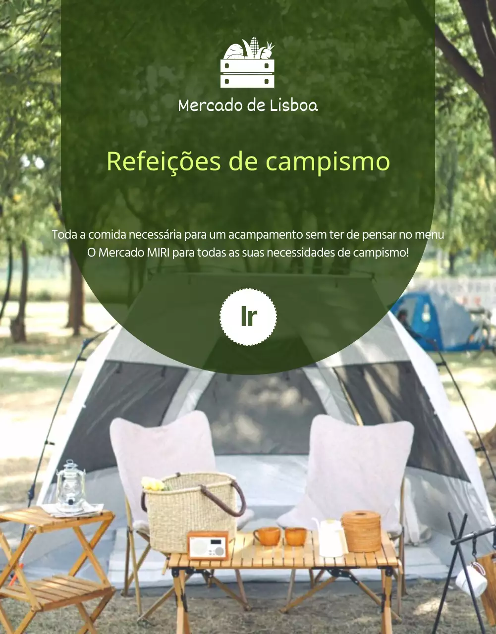 Uma exposição de alimentos para campismo com destaque para a fotografia e a ilustração ecológicas