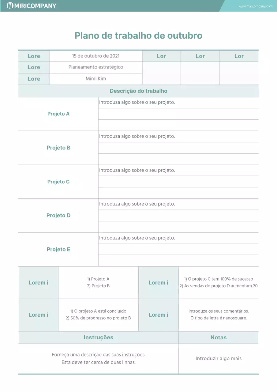 Plano de negócios empresarial cor de menta