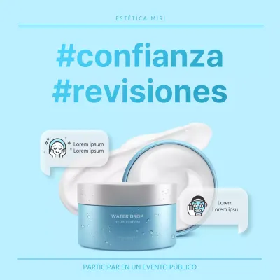 Fondo azul claro belleza cosméticos relacionados con el icono de la burbuja del discurso limpio banner