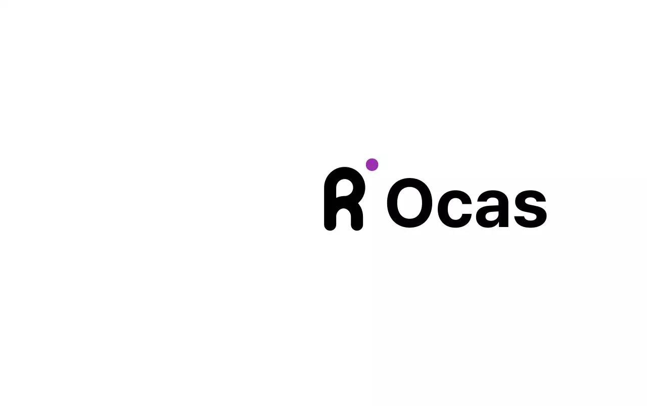 Um design com um fundo gradiente roxo e preto e um logótipo de texto simples da empresa.