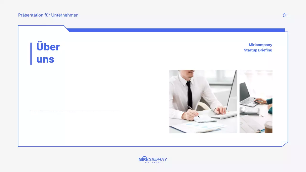 Ein modernes, blaues Pitch Deck für Ihr Startup