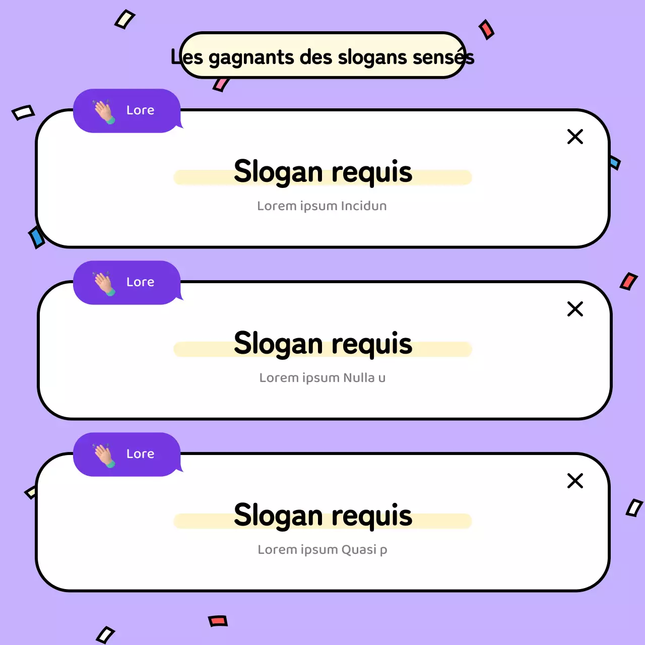 Le slogan violet et jaune vainqueur de notre concours interne